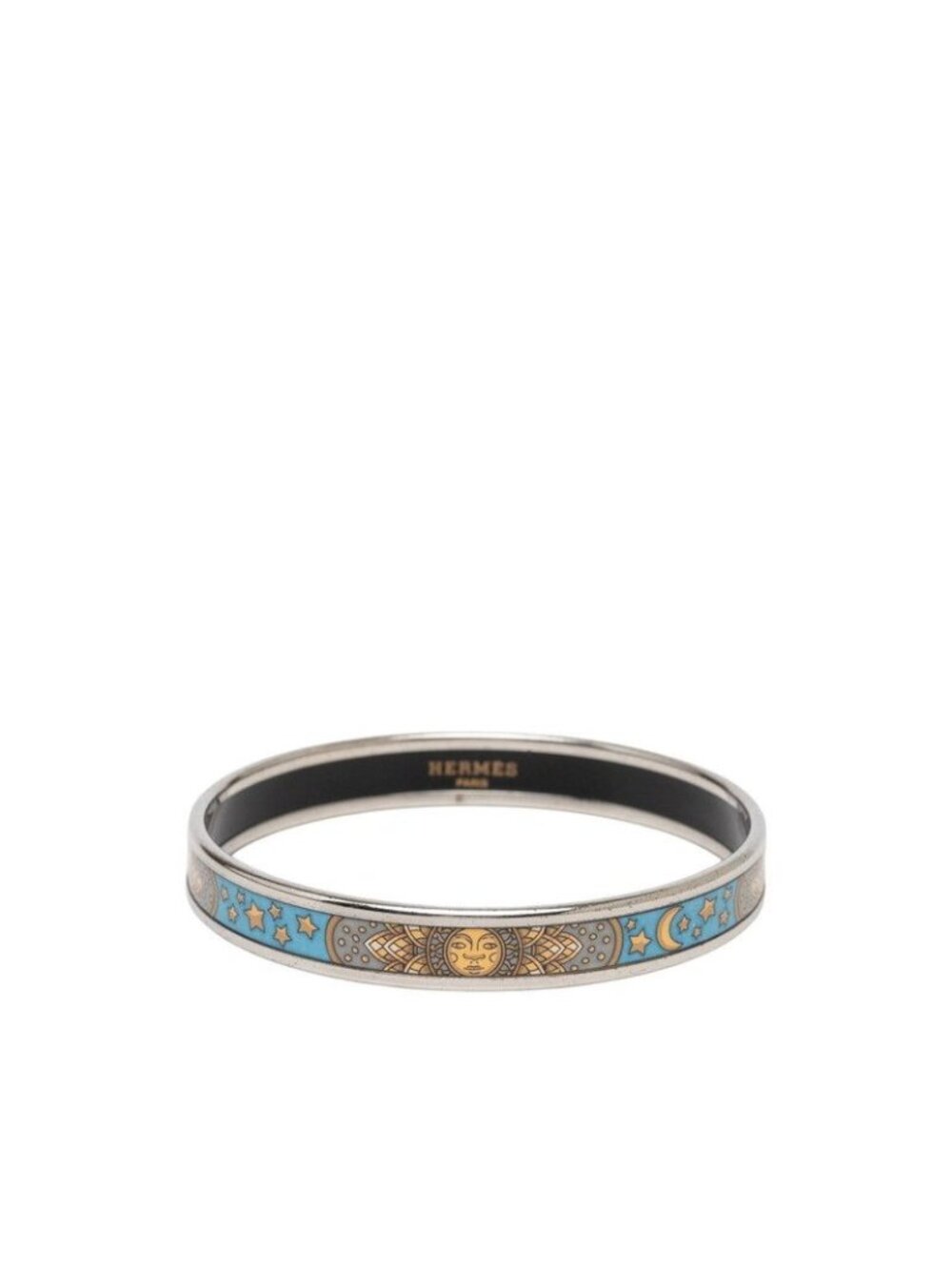 Hermes Enamel PM Bangle Silver Multicolor Metal Bracelet